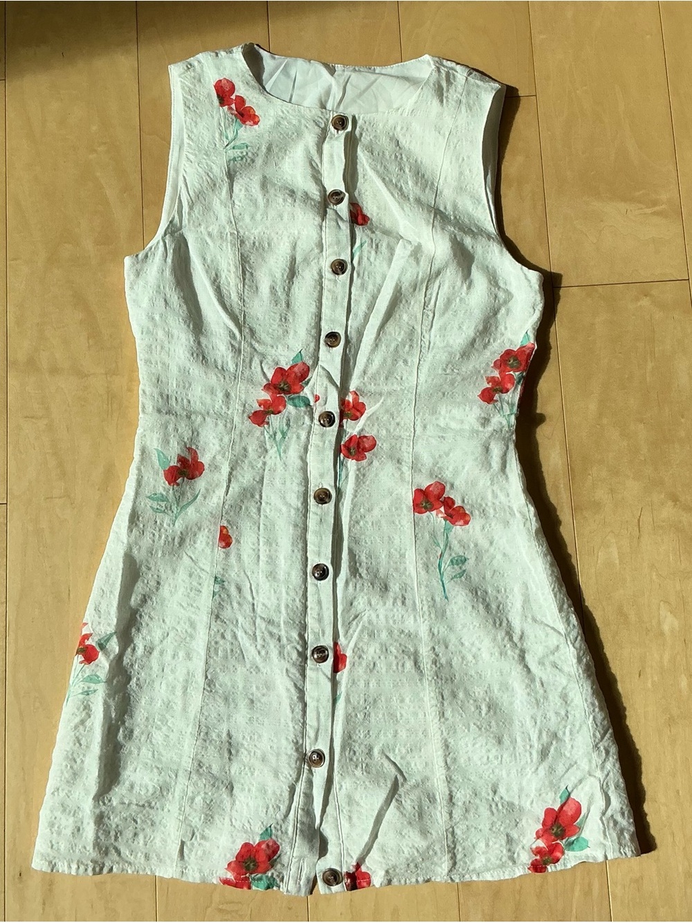 Forever 21 White Dress with Red Floral Accents